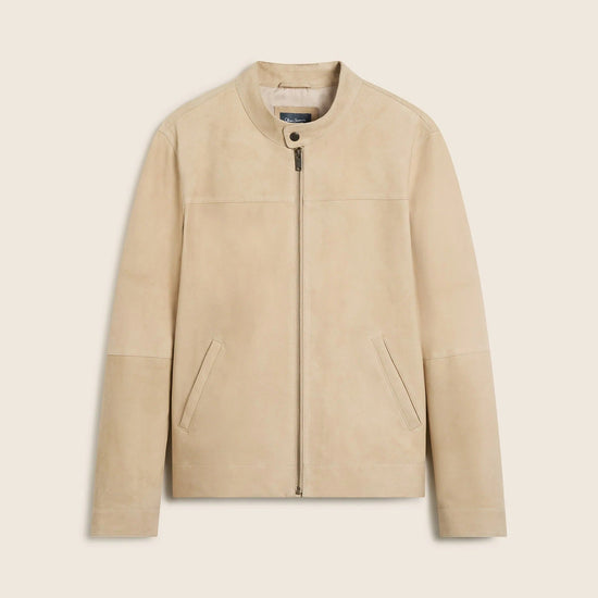 Young Ideas & Henmores -Dimson Suede Biker Jacket -Sand -M