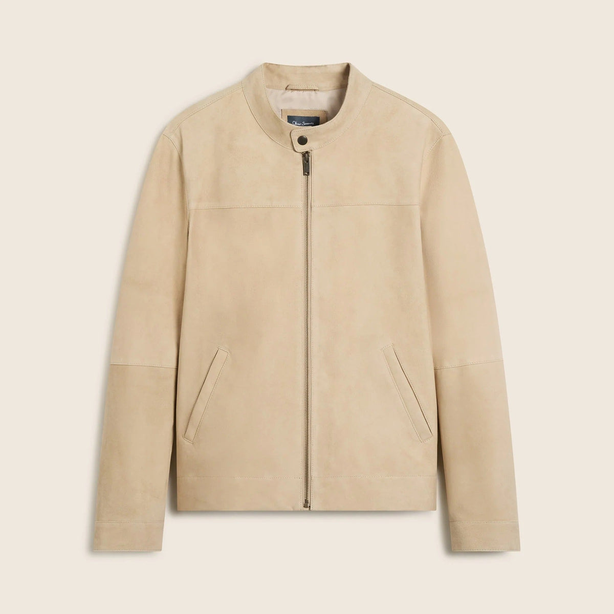 Young Ideas & Henmores -Dimson Suede Biker Jacket -Sand -M