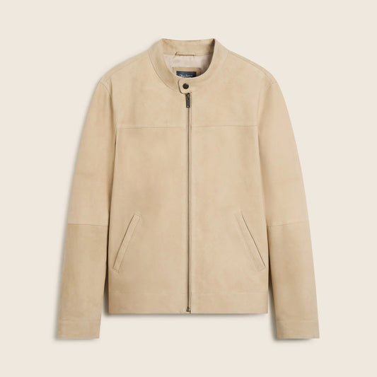 Young Ideas & Henmores -Dimson Suede Biker Jacket -Sand -M