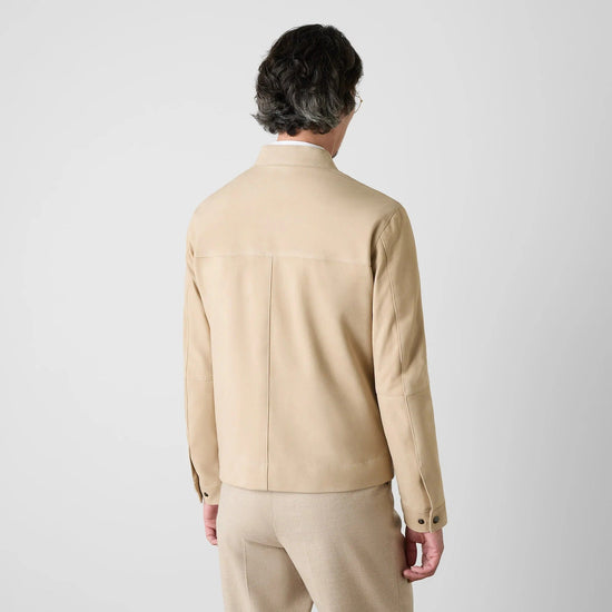 Young Ideas & Henmores -Dimson Suede Biker Jacket -Sand -M