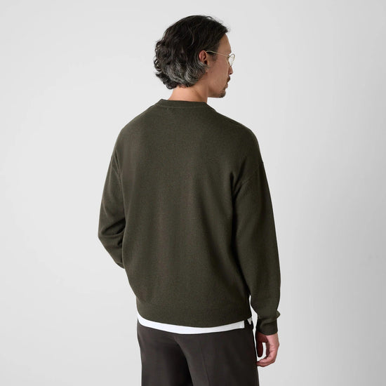 Young Ideas & Henmores -Harston Cashmere Crew Neck Knitwear Jumper -Khaki -M