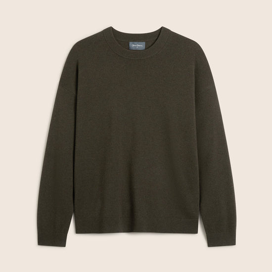 Young Ideas & Henmores -Harston Cashmere Crew Neck Knitwear Jumper -Khaki -M