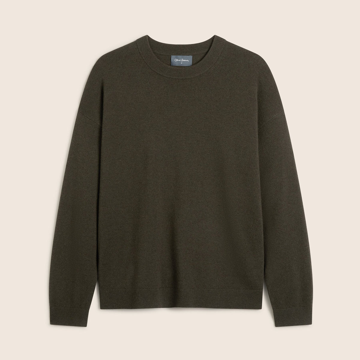 Young Ideas & Henmores -Harston Cashmere Crew Neck Knitwear Jumper -Khaki -M