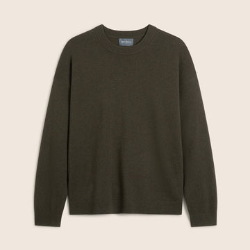 Young Ideas & Henmores -Harston Cashmere Crew Neck Knitwear Jumper -Khaki -M