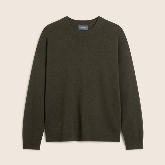 Young Ideas & Henmores -Harston Cashmere Crew Neck Knitwear Jumper -Khaki -M