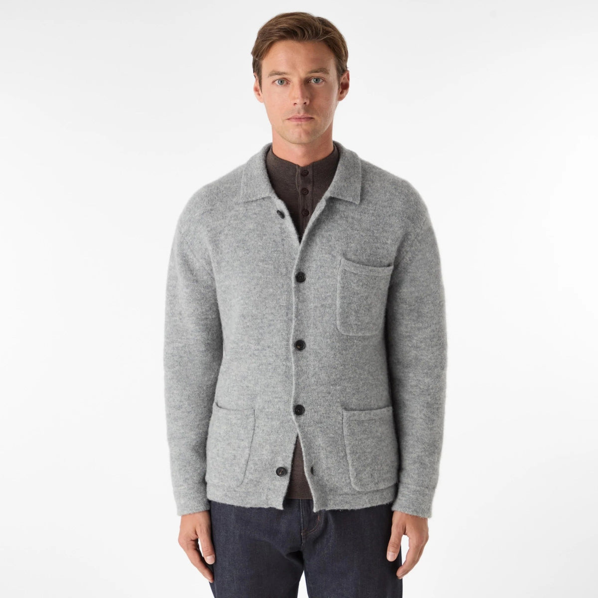 Young Ideas & Henmores -Heywood 3 Pocket Button Jumper -Navy -M