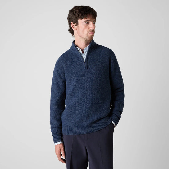 Young Ideas & Henmores -Logmore 1/4 Zip Knit -Navy -M