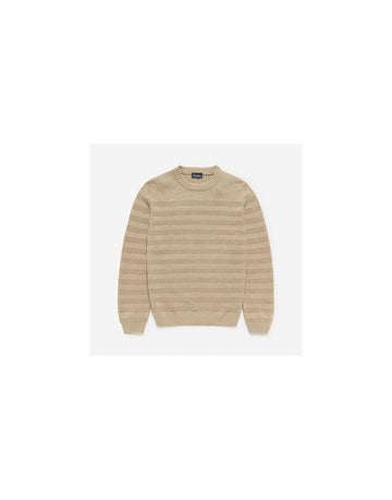 Young Ideas/Henmores - Whitworth Tonal Stripe Crew Neck Knit - Camel - M