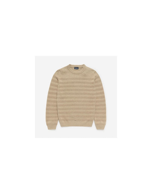 Young Ideas/Henmores - Whitworth Tonal Stripe Crew Neck Knit - Camel - M