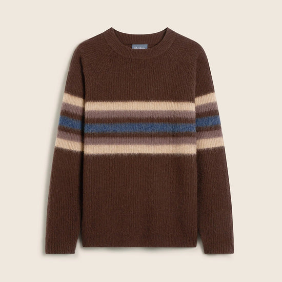 Young Ideas & Henmores -Witney Fade Stripe Crew Neck Jumper -Brown -M