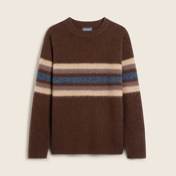 Young Ideas & Henmores -Witney Fade Stripe Crew Neck Jumper -Brown -M