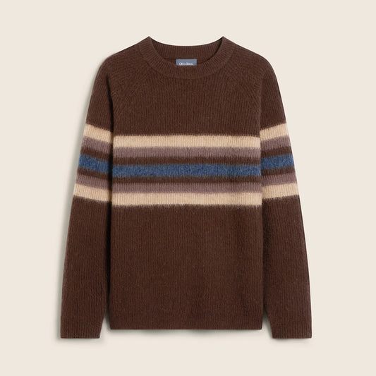 Young Ideas & Henmores -Witney Fade Stripe Crew Neck Jumper -Brown -M