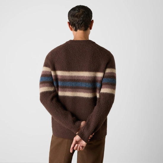 Young Ideas & Henmores -Witney Fade Stripe Crew Neck Jumper -Brown -M