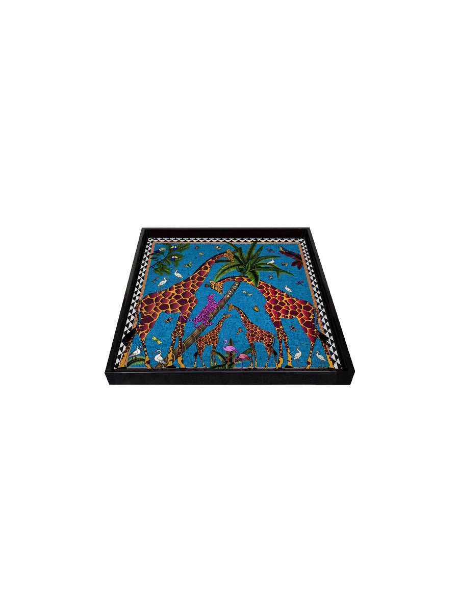 Young Ideas & Henmores - Blue Giraffe Tray - 16x16cm - OS