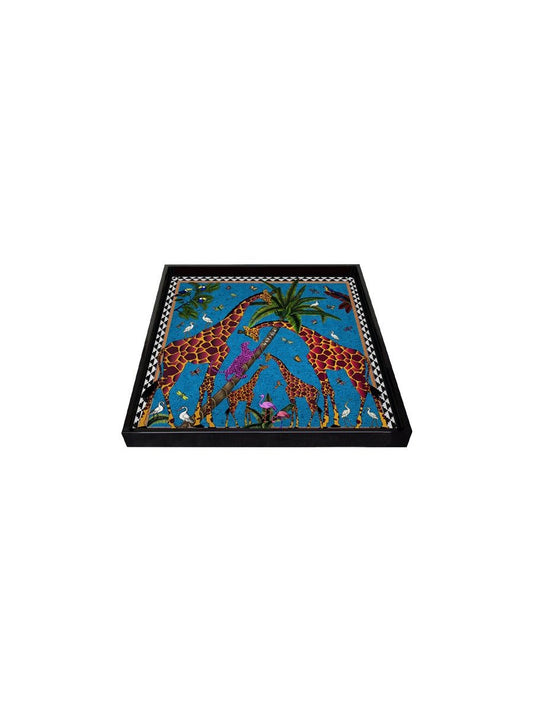 Young Ideas & Henmores - Blue Giraffe Tray - 16x16cm - OS
