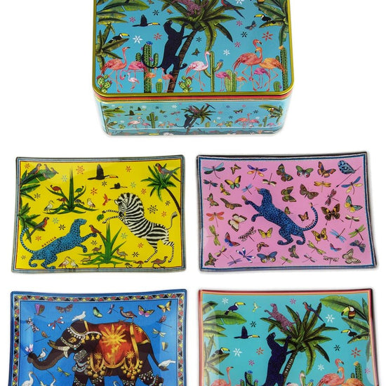 Young Ideas & Henmores - Jungle 4 Glass Plates - N/A - OS