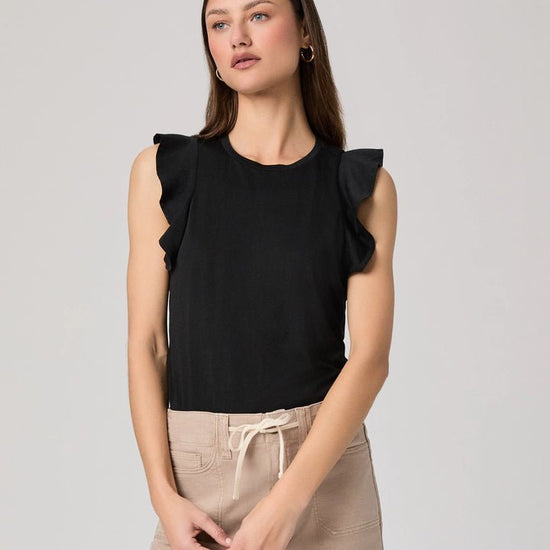 Young Ideas & Henmores - Alaria Sleeveless Frill Top - Black - XS