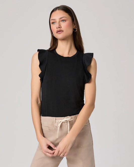 Young Ideas & Henmores - Alaria Sleeveless Frill Top - Black - XS