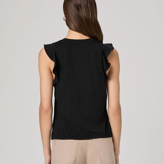 Young Ideas & Henmores - Alaria Sleeveless Frill Top - Black - XS