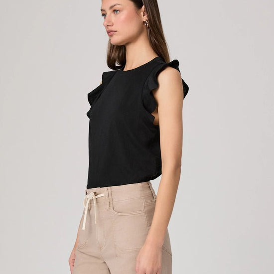 Young Ideas & Henmores - Alaria Sleeveless Frill Top - Black - XS