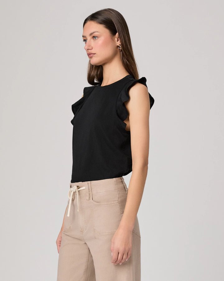 Young Ideas & Henmores - Alaria Sleeveless Frill Top - Black - XS