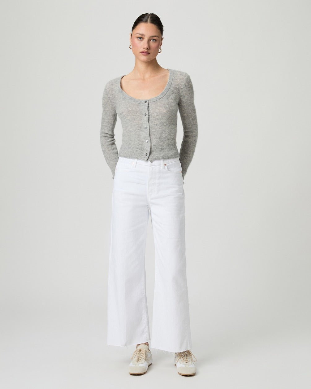 Young Ideas/Henmores - Anessa Wide Leg Raw Hem Jean - Crisp White - 25