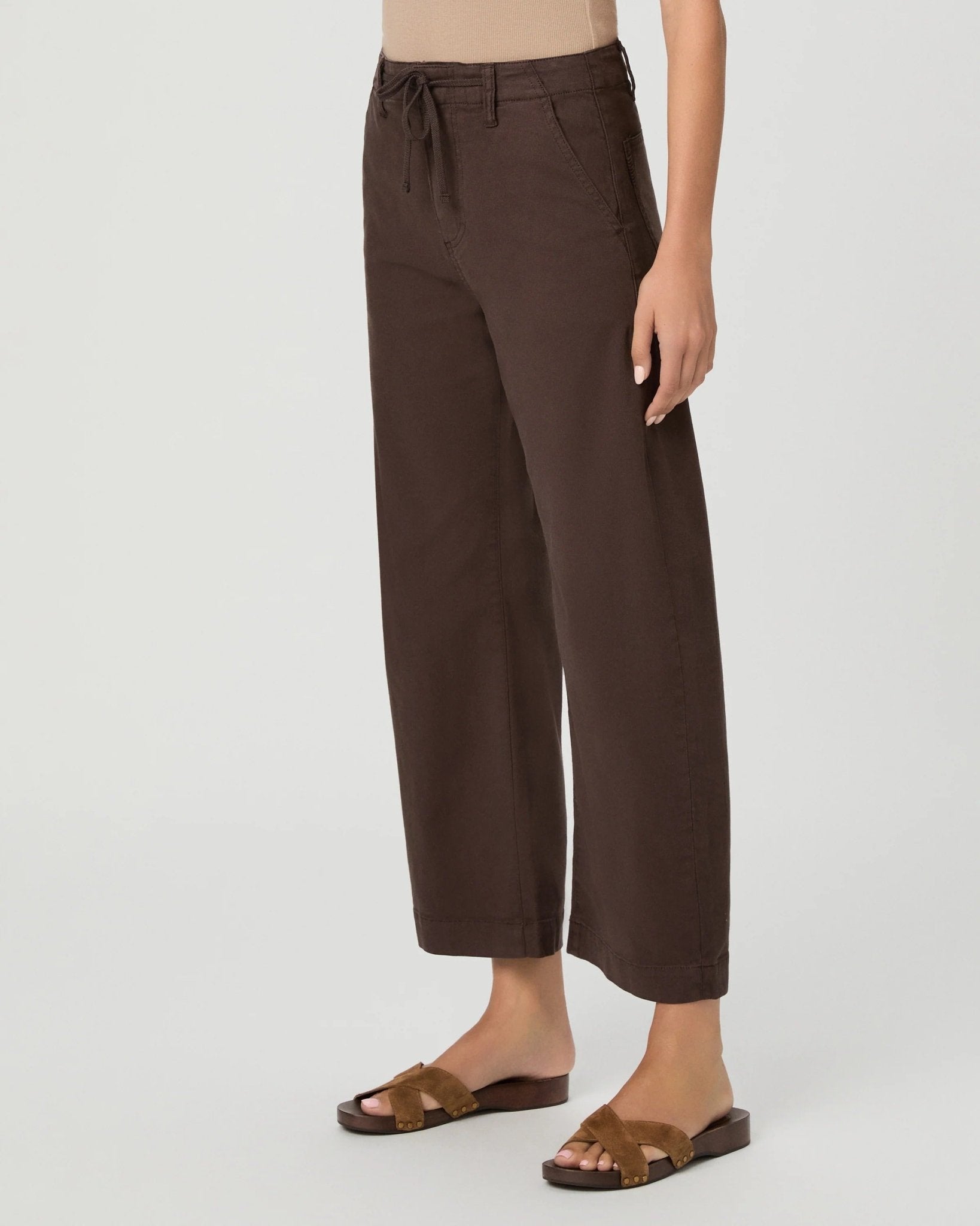 Young Ideas & Henmores -Arellia Ankle Barrel Leg Jeans with Tie -Rich Chocolate -25