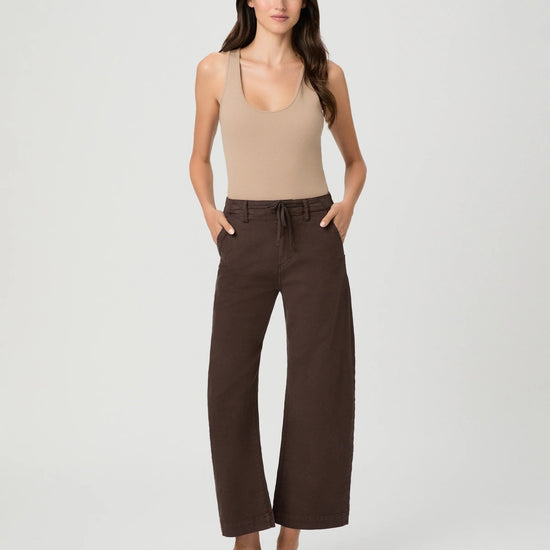 Young Ideas & Henmores -Arellia Ankle Barrel Leg Jeans with Tie -Rich Chocolate -25