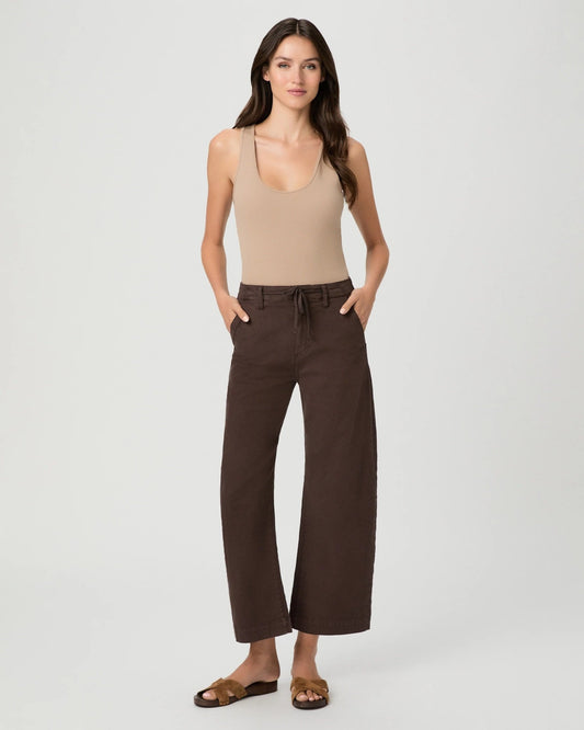 Young Ideas & Henmores -Arellia Ankle Barrel Leg Jeans with Tie -Rich Chocolate -25