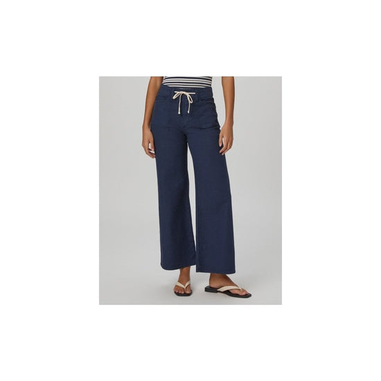 Young Ideas/Henmores - Ari Crop Flare Trouser With Waistband - Vintage Navy Seascape - 26