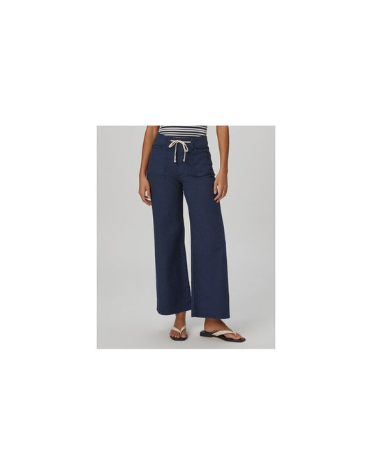Young Ideas/Henmores - Ari Crop Flare Trouser With Waistband - Vintage Navy Seascape - 26