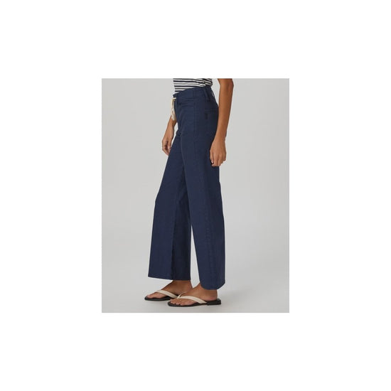 Young Ideas/Henmores - Ari Crop Flare Trouser With Waistband - Vintage Navy Seascape - 26