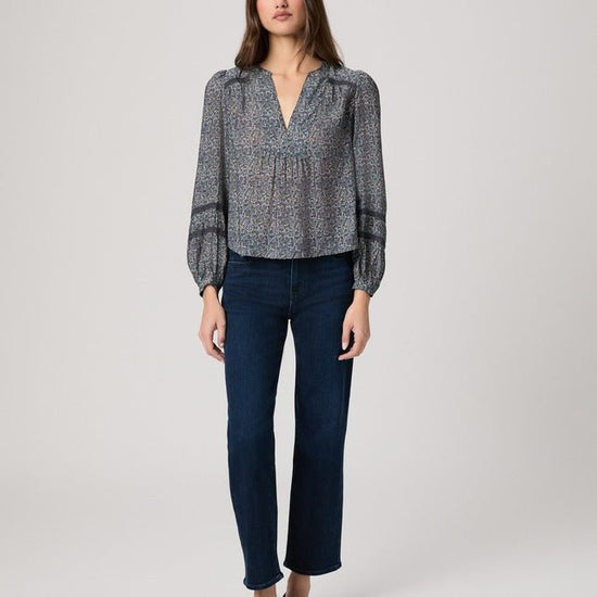 Young Ideas/Henmores - Calgary Printed Blouse - Navy Multi - XS