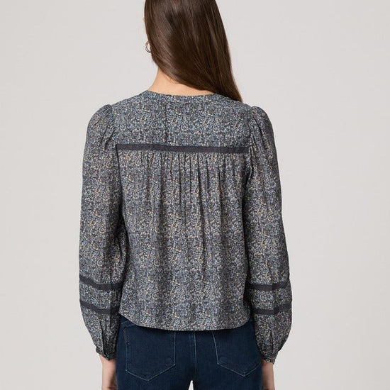 Young Ideas/Henmores - Calgary Printed Blouse - Navy Multi - XS