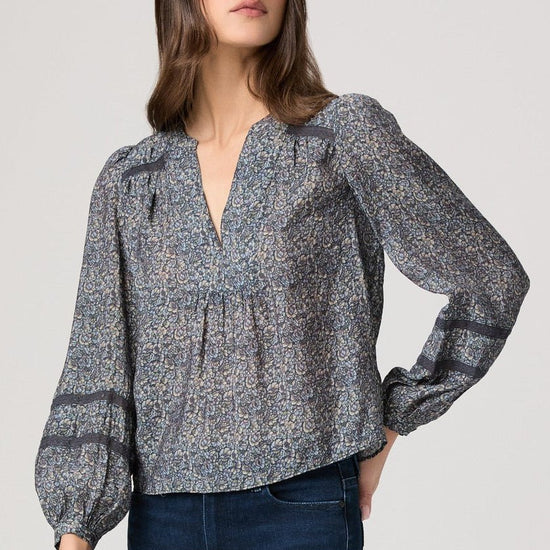 Young Ideas/Henmores - Calgary Printed Blouse - Navy Multi - XS