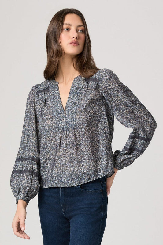 Young Ideas/Henmores - Calgary Printed Blouse - Navy Multi - XS