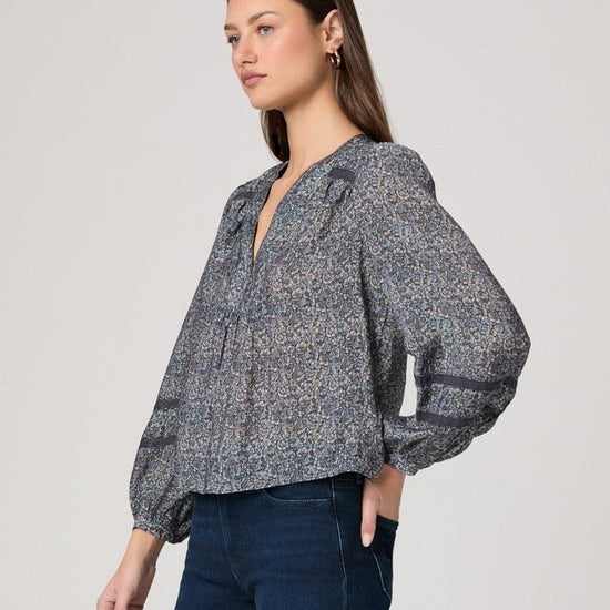 Young Ideas/Henmores - Calgary Printed Blouse - Navy Multi - XS