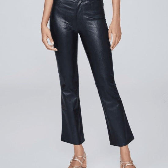 Young Ideas/Henmores - Claudine Ankle Flare Faux Leather Trousers - Black - 29