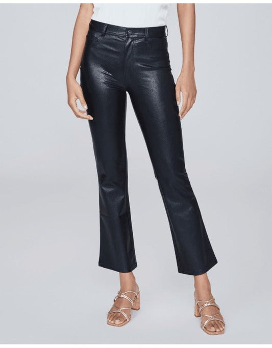 Young Ideas/Henmores - Claudine Ankle Flare Faux Leather Trousers - Black - 29