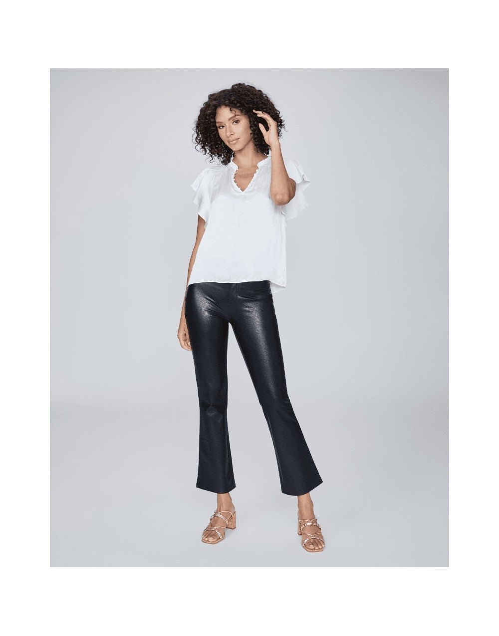 Young Ideas/Henmores - Claudine Ankle Flare Faux Leather Trousers - Black - 29