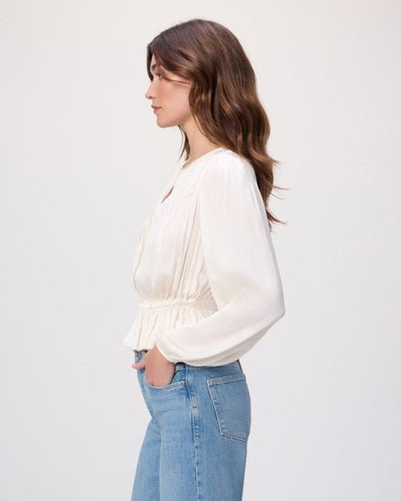 Young Ideas/Henmores - Gansevoort Ruched Blouse - Antique White - XS