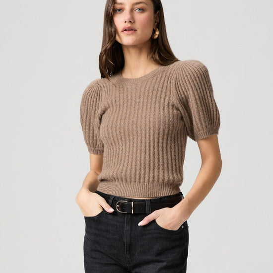 Young Ideas/Henmores - Lucerne Puff Short Sleeve Jumper - Heather Brown - XS