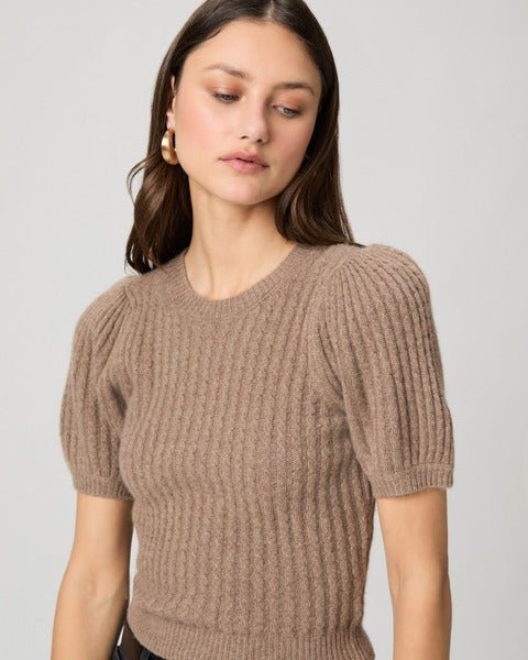 Young Ideas/Henmores - Lucerne Puff Short Sleeve Jumper - Heather Brown - XS