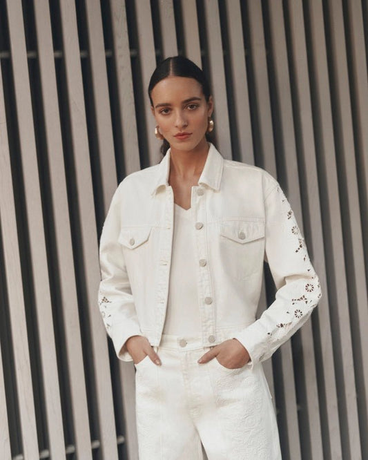 Young Ideas & Henmores - Michele Embroidered Jacket - Ecru - XS