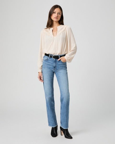 Young Ideas/Henmores - Milani Tie Neck Ruched Blouse - Antique White - XS