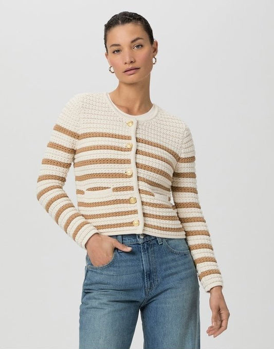 Young Ideas/Henmores - Oberon Striped Cardigan - Ivory/Biscotti - XS