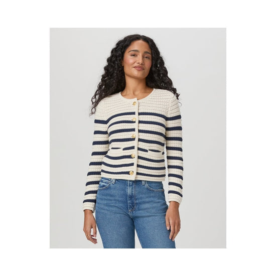 Young Ideas/Henmores - Oberon Striped Cardigan - Ivory/Biscotti - XS