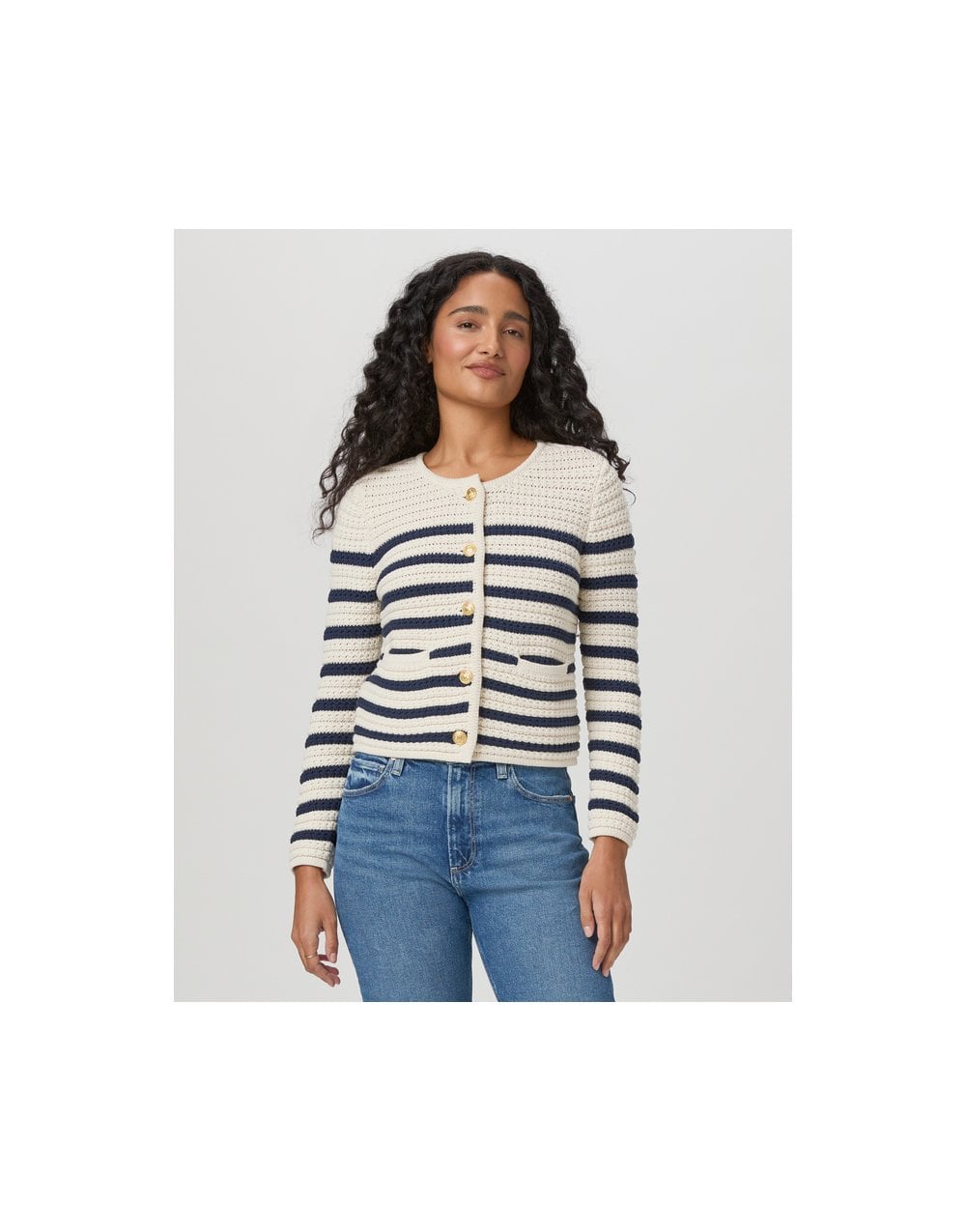 Young Ideas/Henmores - Oberon Striped Cardigan - Ivory/Biscotti - XS