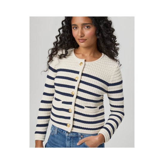 Young Ideas/Henmores - Oberon Striped Cardigan - Ivory/Biscotti - XS