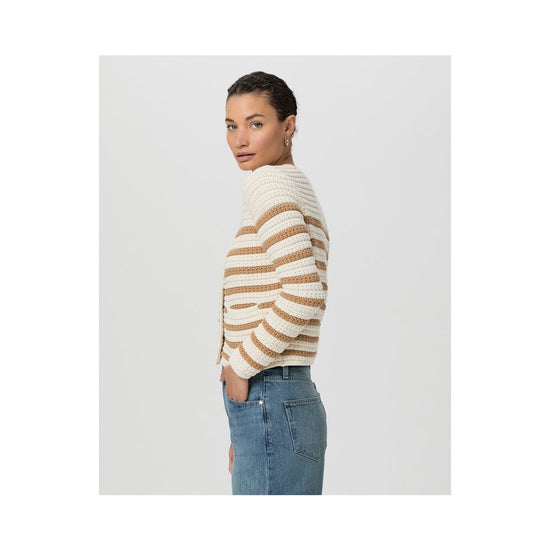 Young Ideas/Henmores - Oberon Striped Cardigan - Ivory/Biscotti - XS